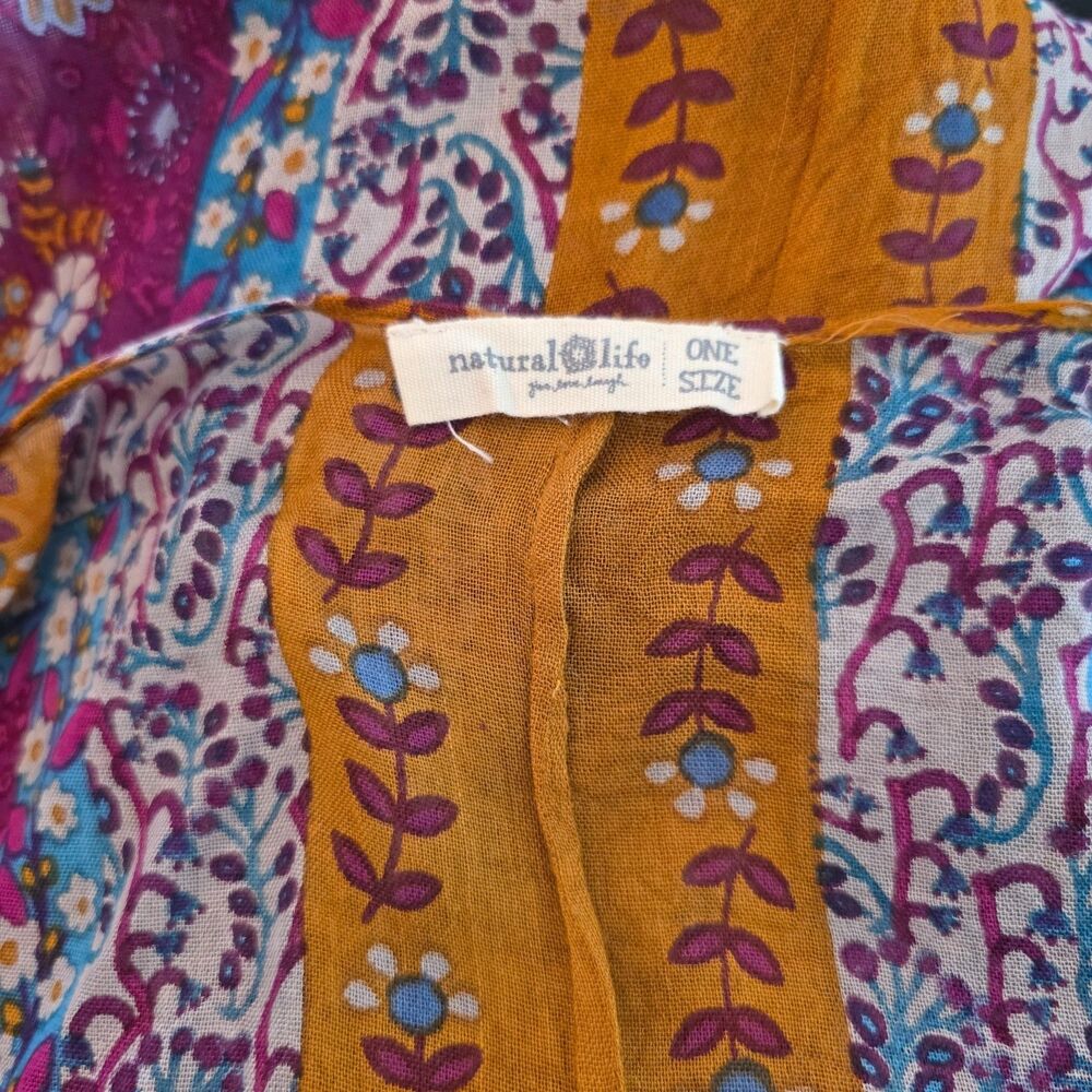 Natural Life Coverup Tunic Womens One Size OS Purple Floral Boho Duster Kimono - Picture 6 of 6